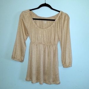 INC Shimmery Gold Empire Blouse size M